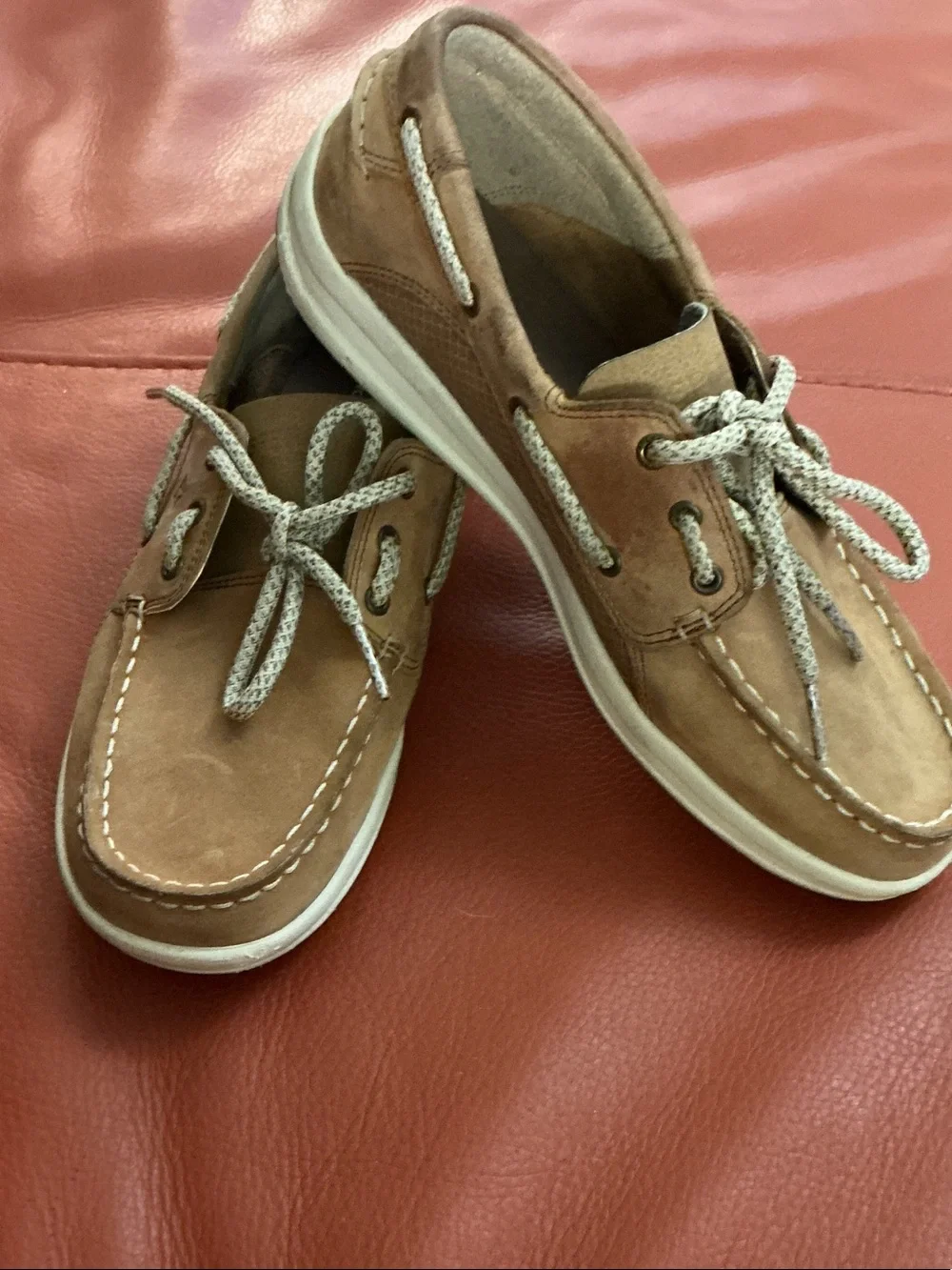 Sperry  Tan and Cream Deck Gamefish Boat Shoe Kids 5